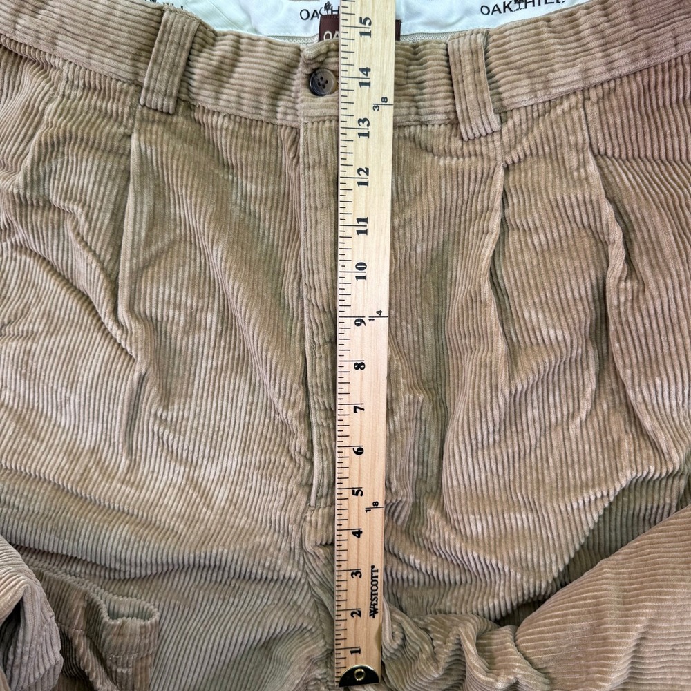 Oak Hill Pants Mens 42x34 (Fits 41x31)‎ Beige Corduroy Pleated Expandable Waist - Picture 10 of 12